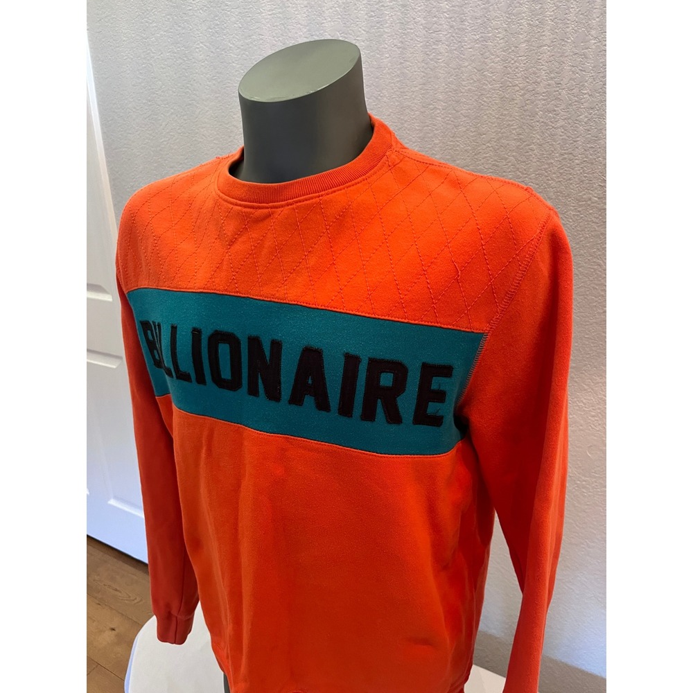 Billionaire Boys Club Sweatshirt Mens Large Orange Quilted Chenille Crewneck BBC